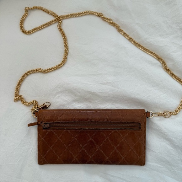 CHANEL Brown Leather Matelasse Long Wallet on Chain Envelope Gold CC - Picture 4 of 14